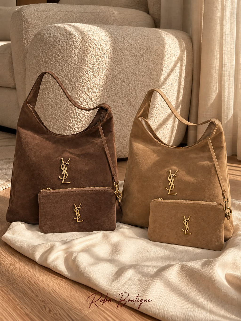 YSL Suede Hobo With Pouch
