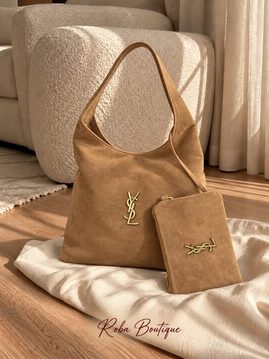 YSL Suede Hobo With Pouch