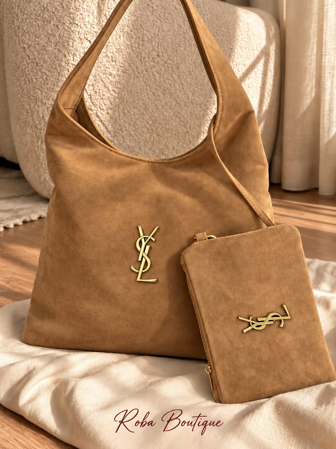 YSL Suede Hobo With Pouch