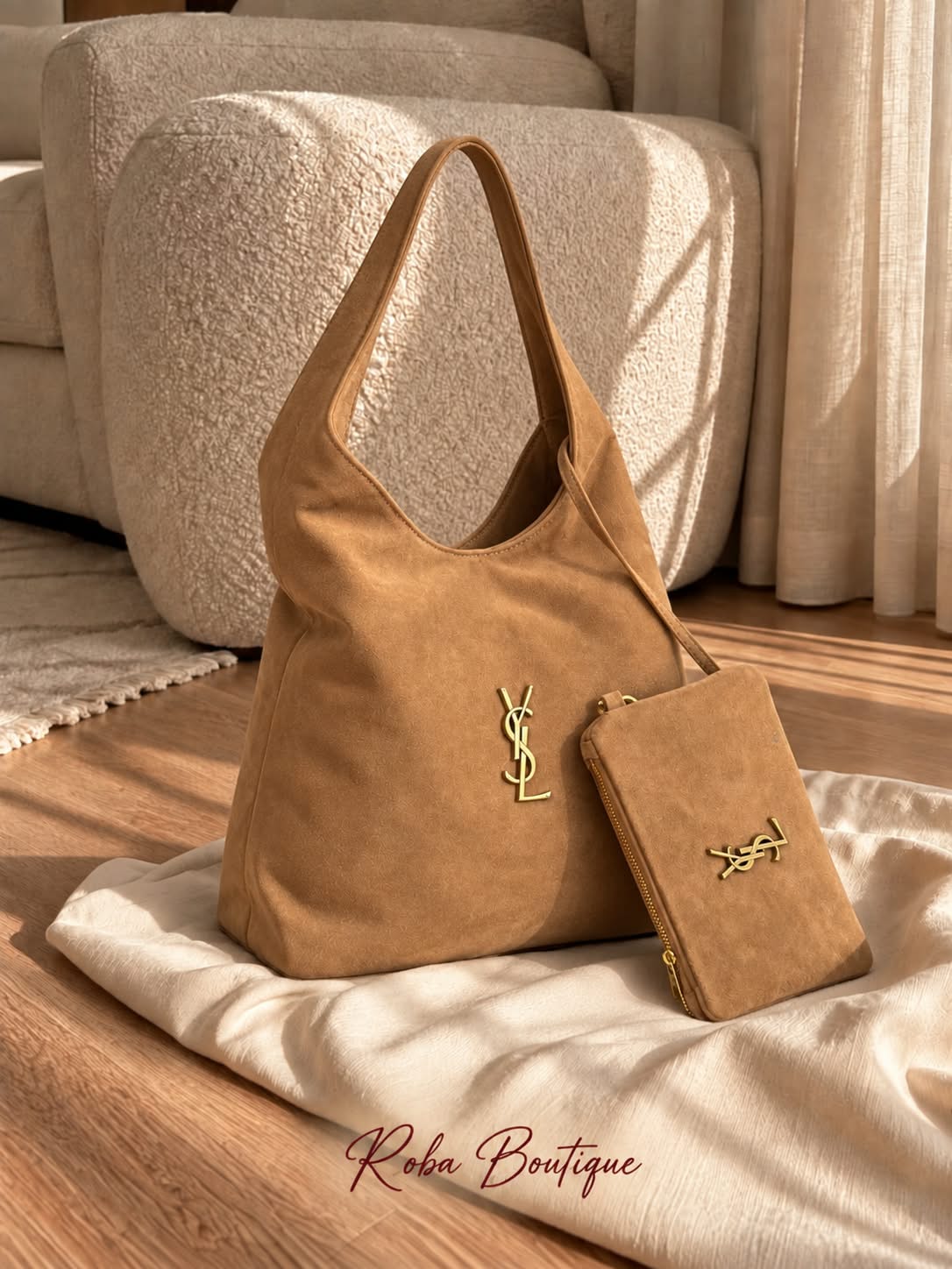 YSL Suede Hobo With Pouch
