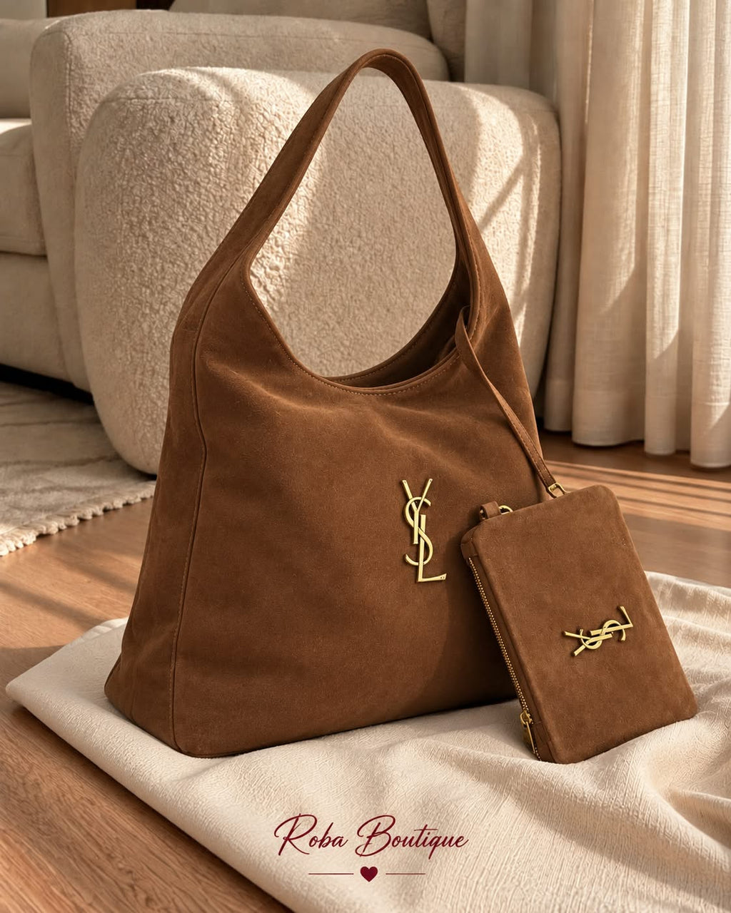 YSL Suede Hobo With Pouch