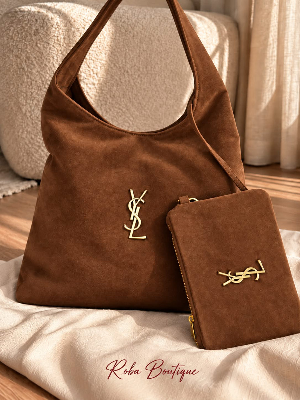 YSL Suede Hobo With Pouch