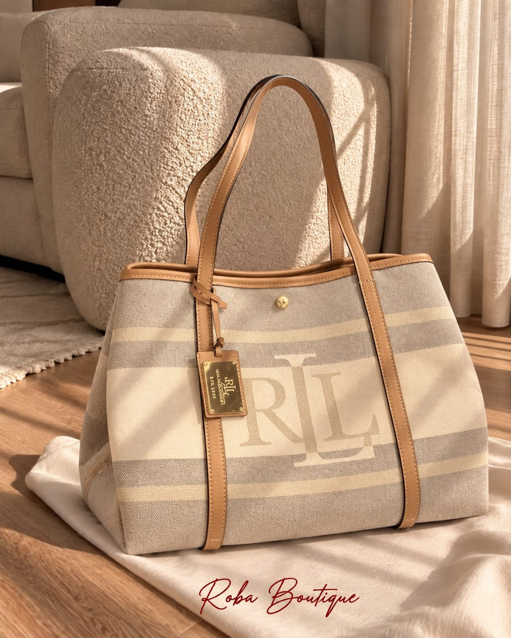 RALPH LAUREN Striped Tote Bag